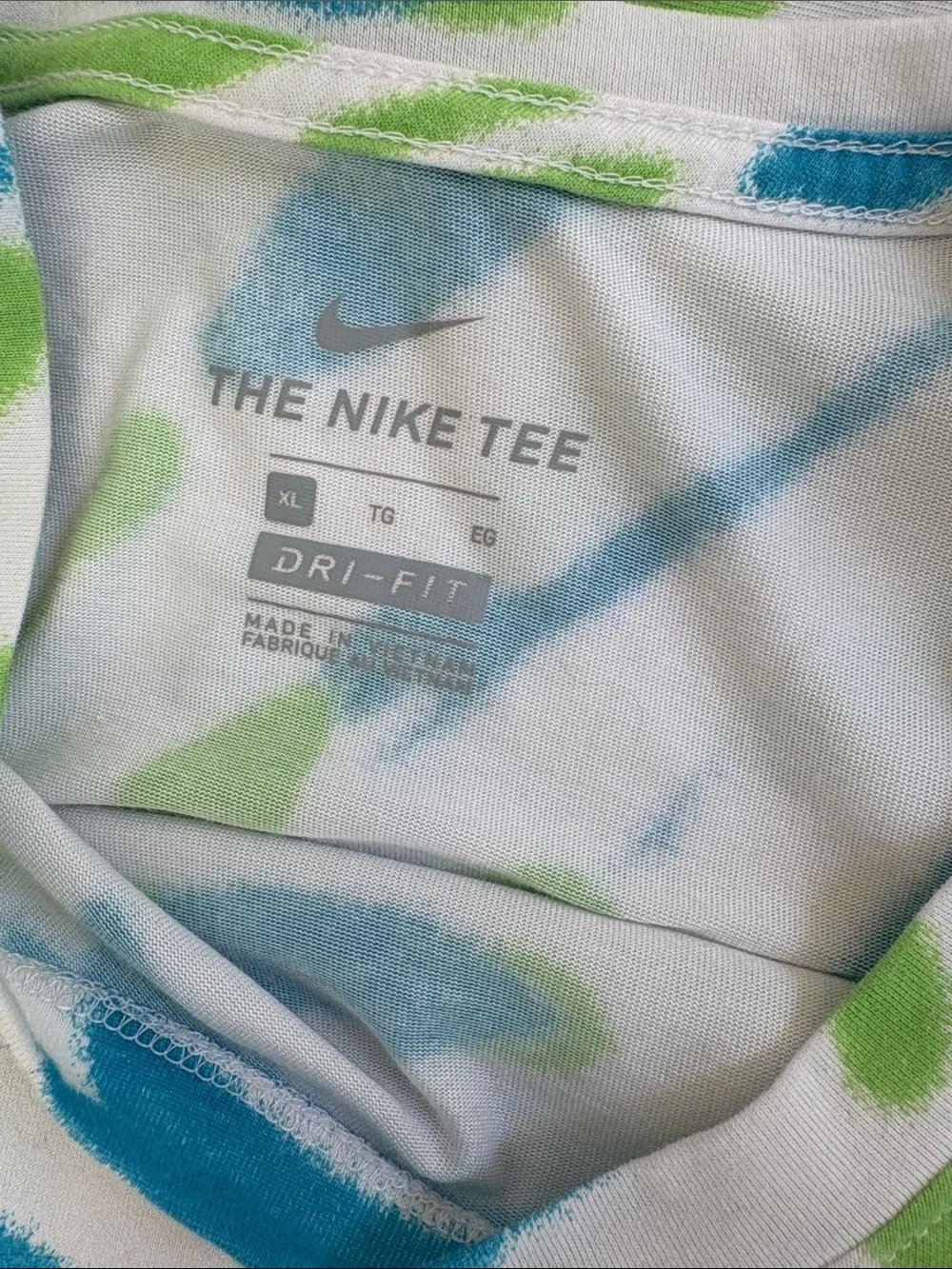 Nike Running Men's Blue & Green Tie-Dye Crewneck T